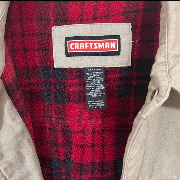 Vintage CRAFTSMAN Layered Canvas Work Jacket Plaid Flannel Fleece Lined Mens XXL - Picture 9 of 9
